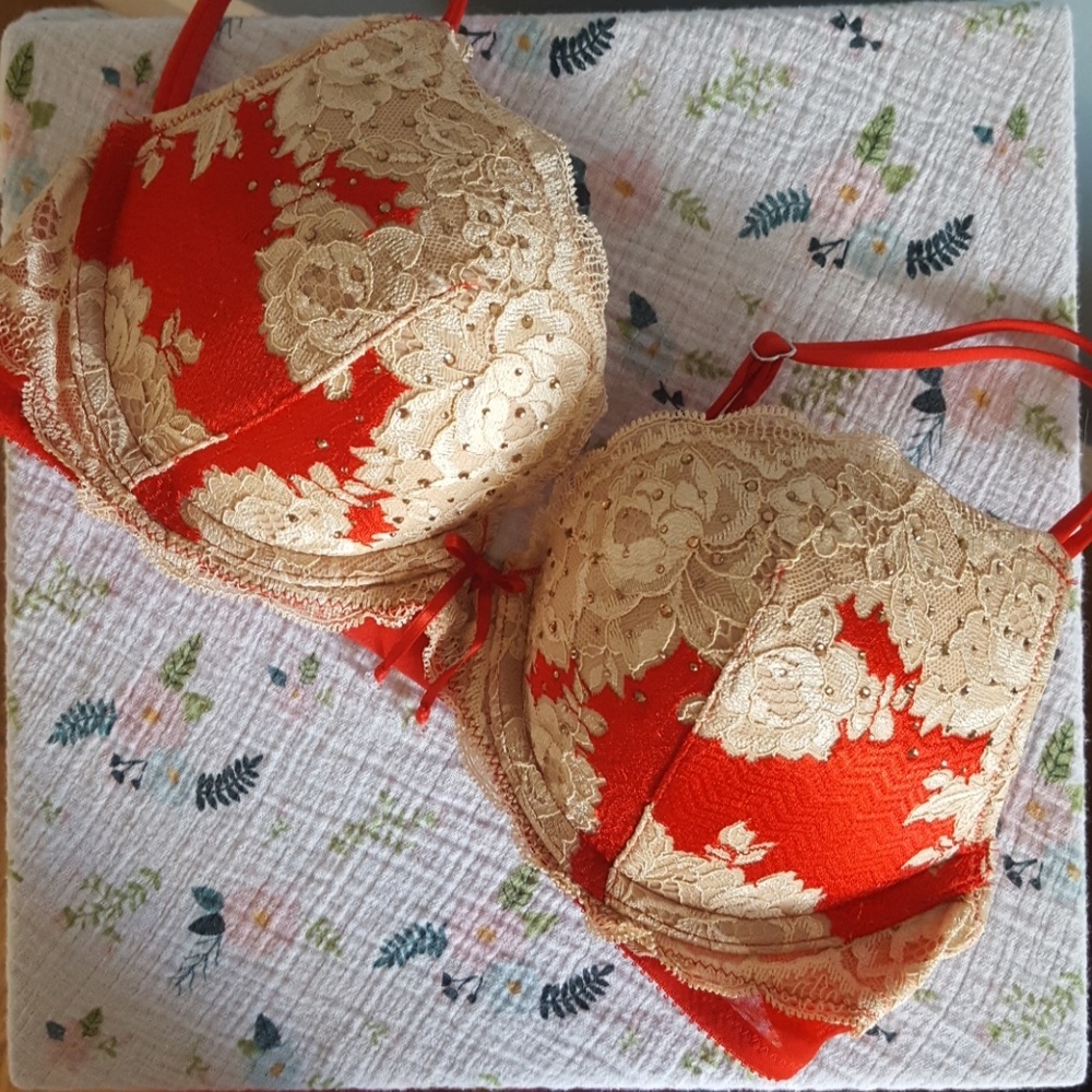 Victoria's Secret Tan/Red Bra